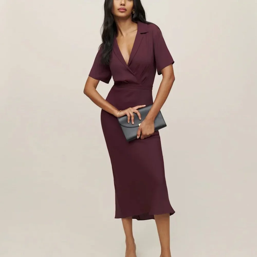 Reformation Danika Dress Prune - Size S - Picture 3 of 5